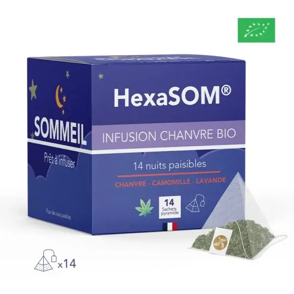Hexa-som Infusion chanvre bio 20% Camomille Lavande 14 sachets